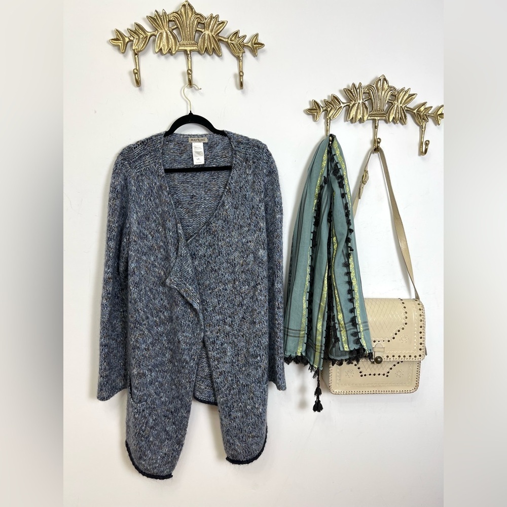 🐑WOOL blend Made in 🇮🇹Maryline wool blend waterfall cardigan sweater L/Xl - Picture 2 of 7